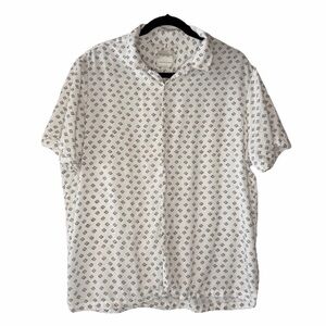 Denim & Flower Ricky Singh Off White Western Print Button Down Shirt Women Sz XL